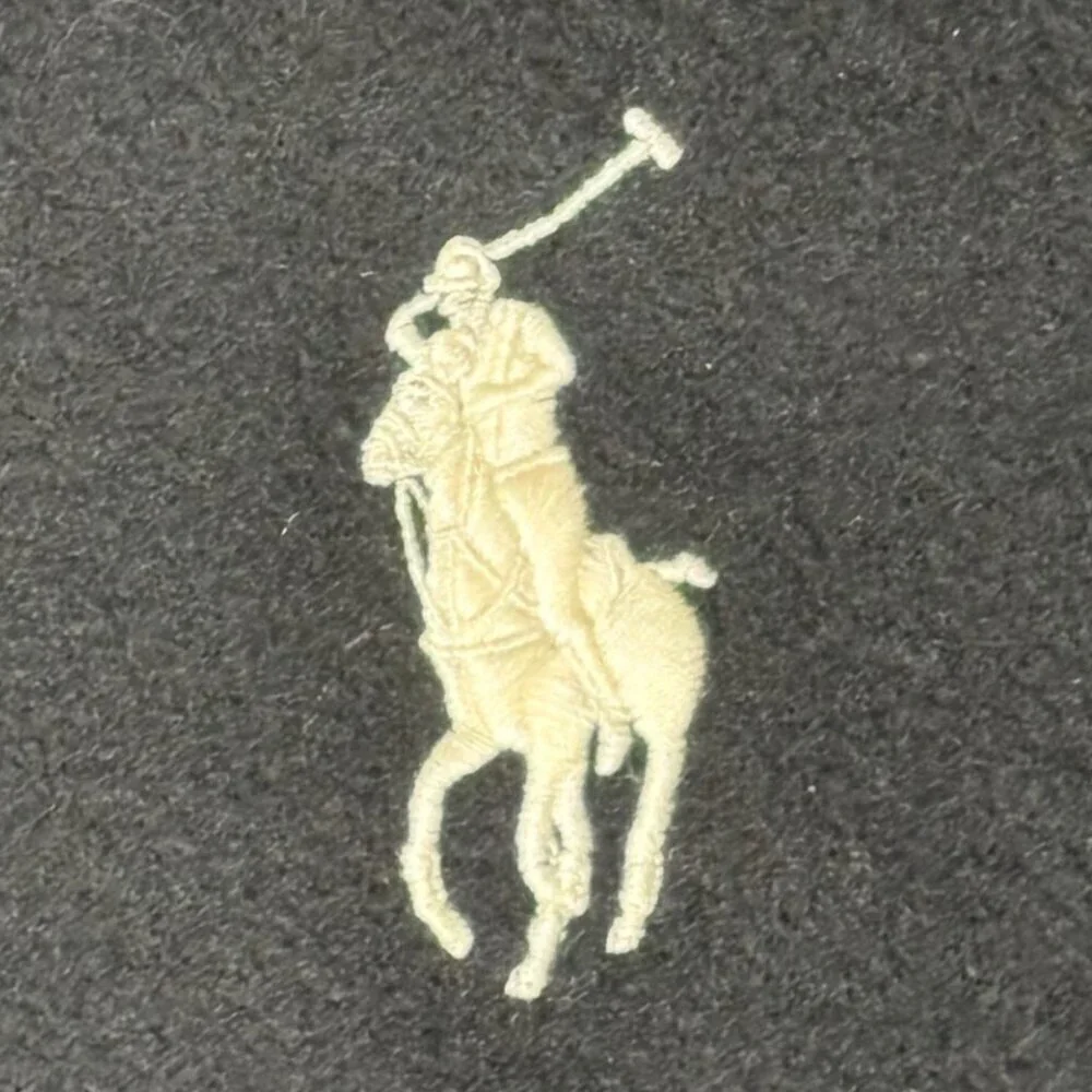 Polo Ralph Lauren 100% Lambswool Black Scarf w/White Pony Made in Italy WITH TAG